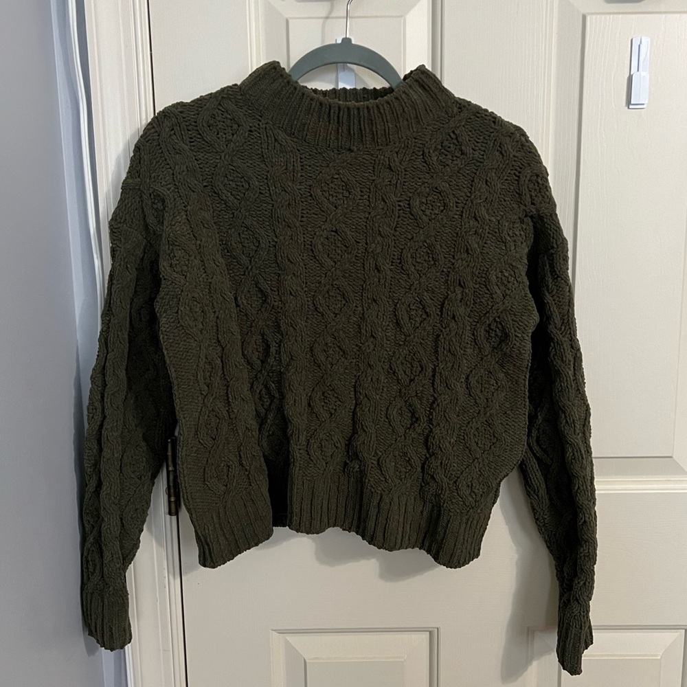 Mock Neck Cable Knit Sweater